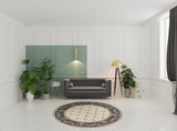 8' Ivory Grey Floral Round Indoor Area Rug - Homeroots