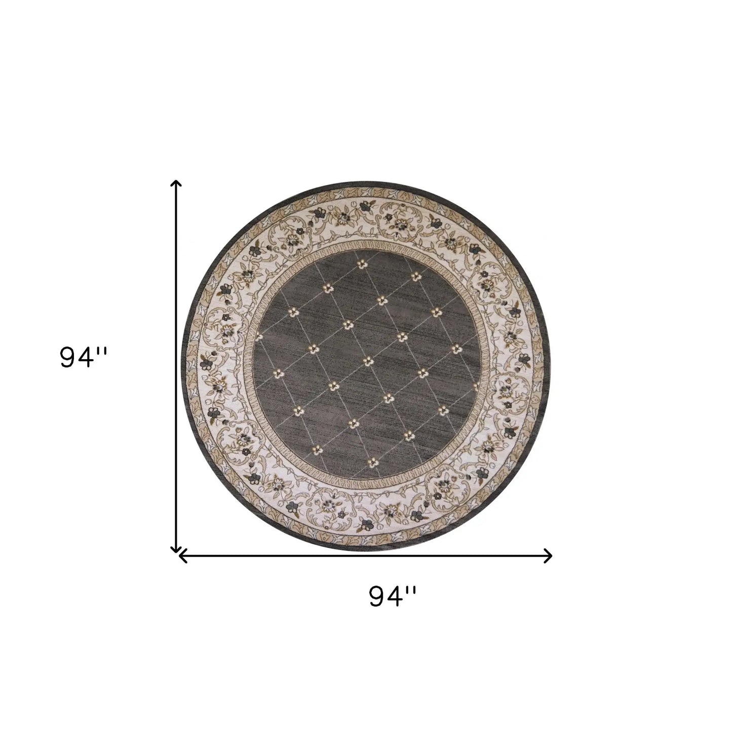 8' Round Polypropylene Grey Or Ivory Area Rug - Homeroots - Flyclothing LLC