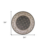 8' Round Polypropylene Grey Or Ivory Area Rug - Homeroots - Flyclothing LLC