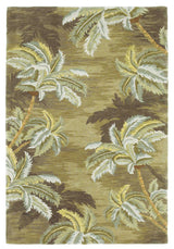4' X 6' Moss Green Hand Tufted Palm Trees Indoor Area Rug - Homeroots - Flyclothing LLC