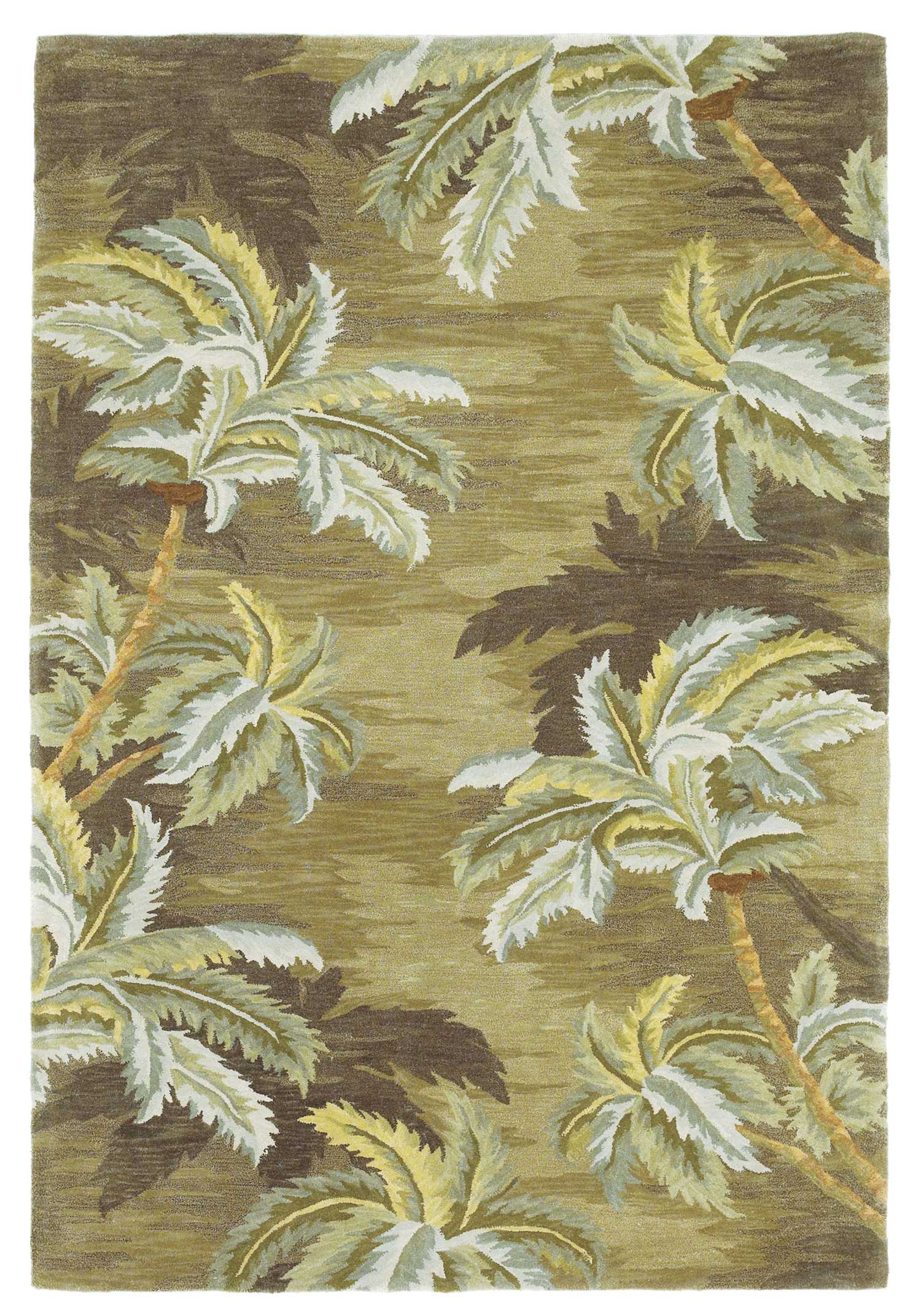 4' X 6' Moss Green Hand Tufted Palm Trees Indoor Area Rug - Homeroots - Flyclothing LLC