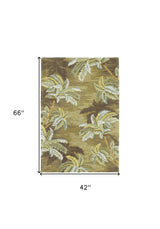 4' X 6' Moss Green Hand Tufted Palm Trees Indoor Area Rug - Homeroots - Flyclothing LLC