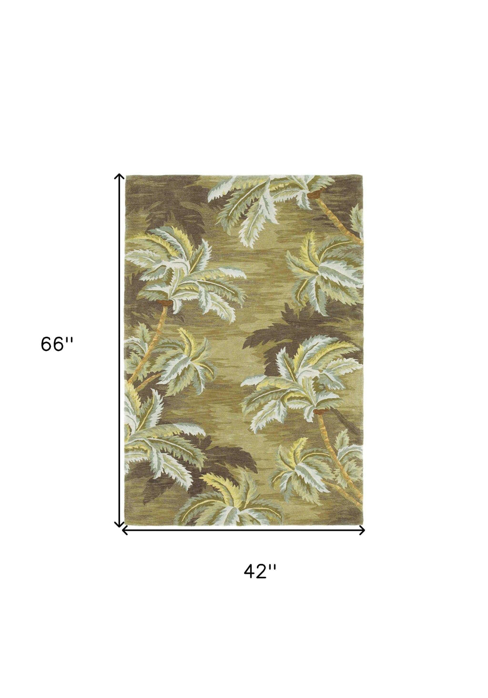 4' X 6' Moss Green Hand Tufted Palm Trees Indoor Area Rug - Homeroots - Flyclothing LLC