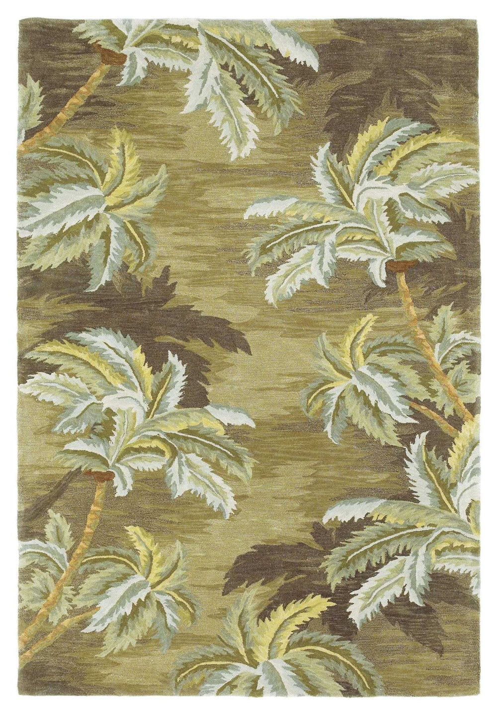 4' X 6' Moss Green Hand Tufted Palm Trees Indoor Area Rug - Homeroots - Flyclothing LLC