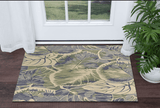 3' X 5' Blue Or Green Tropical Leaves Wool Indoor Area Rug - Homeroots - Flyclothing LLC