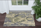 3' X 5' Blue Or Green Tropical Leaves Wool Indoor Area Rug - Homeroots - Flyclothing LLC