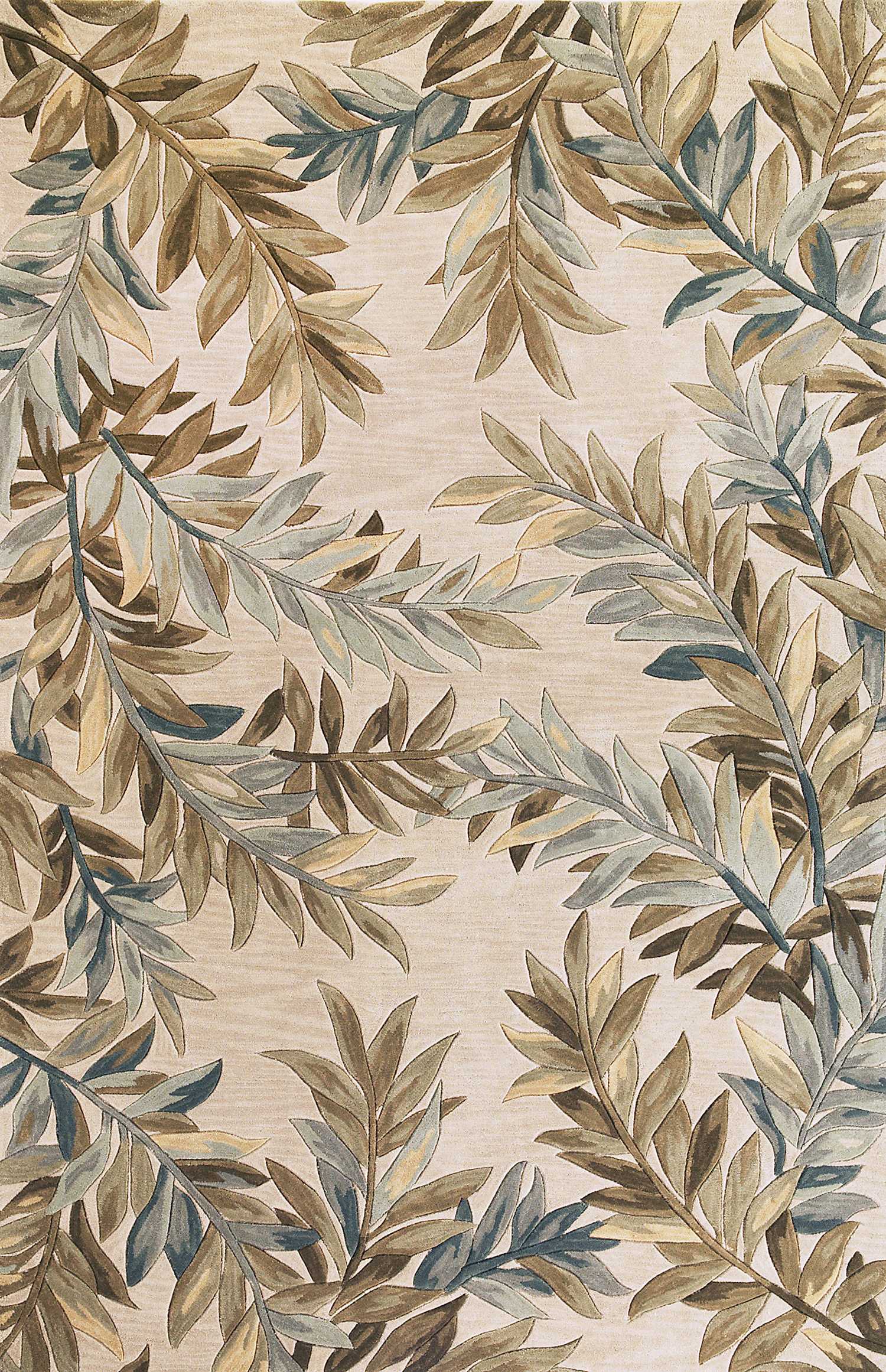3' X 5' Ivory Tropical Leaves Wool Indoor Area Rug - Homeroots - Flyclothing LLC