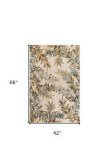3' X 5' Ivory Tropical Leaves Wool Indoor Area Rug - Homeroots - Flyclothing LLC