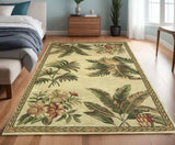 4' X 6' Ivory and Green Tropical Botanical Hand Tufted Area Rug - Homeroots - Flyclothing LLC