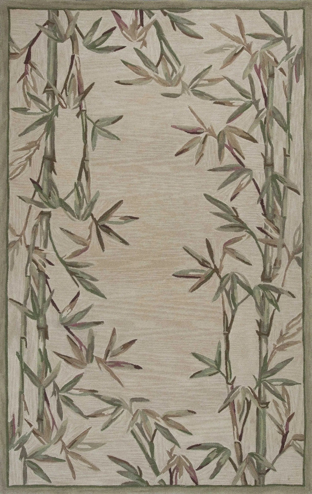 3' X 5' Ivory Bamboo Bordered Wool Indoor Area Rug - Homeroots