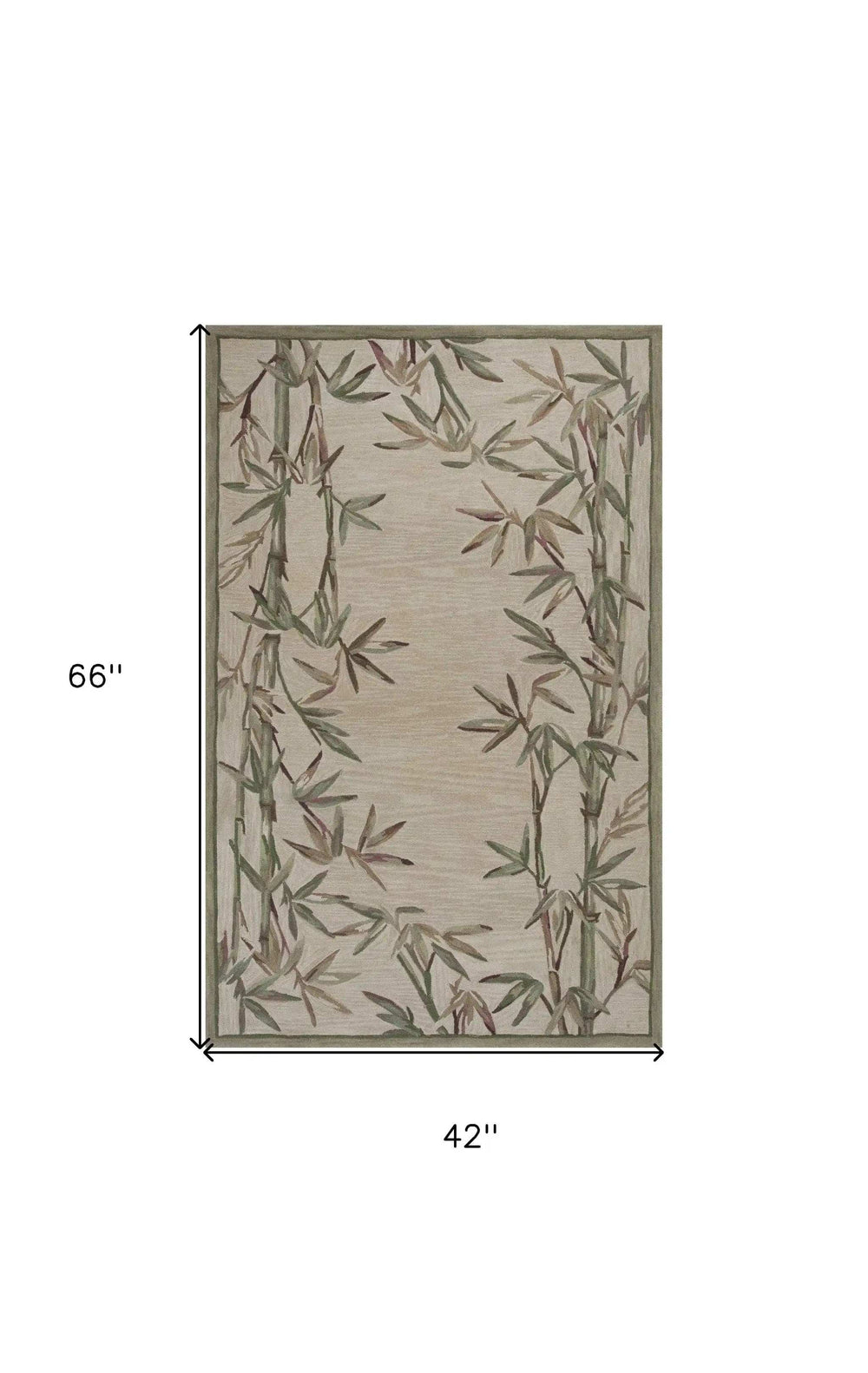 3' X 5' Ivory Bamboo Bordered Wool Indoor Area Rug - Homeroots - Flyclothing LLC