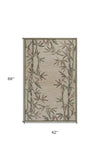 3' X 5' Ivory Bamboo Bordered Wool Indoor Area Rug - Homeroots - Flyclothing LLC