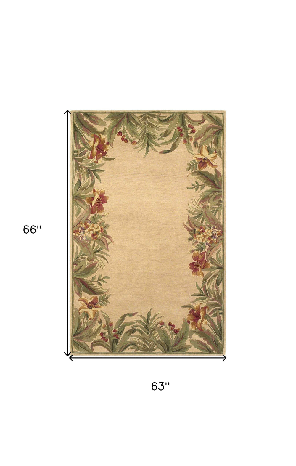 4' X 6' Ivory Hand Tufted Bordered Tropical Plant Indoor Area Rug - Homeroots - Flyclothing LLC