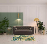 3' X 5' Ivory Or Teal Tropical Leaves Wool Indoor Area Rug - Homeroots - Flyclothing LLC
