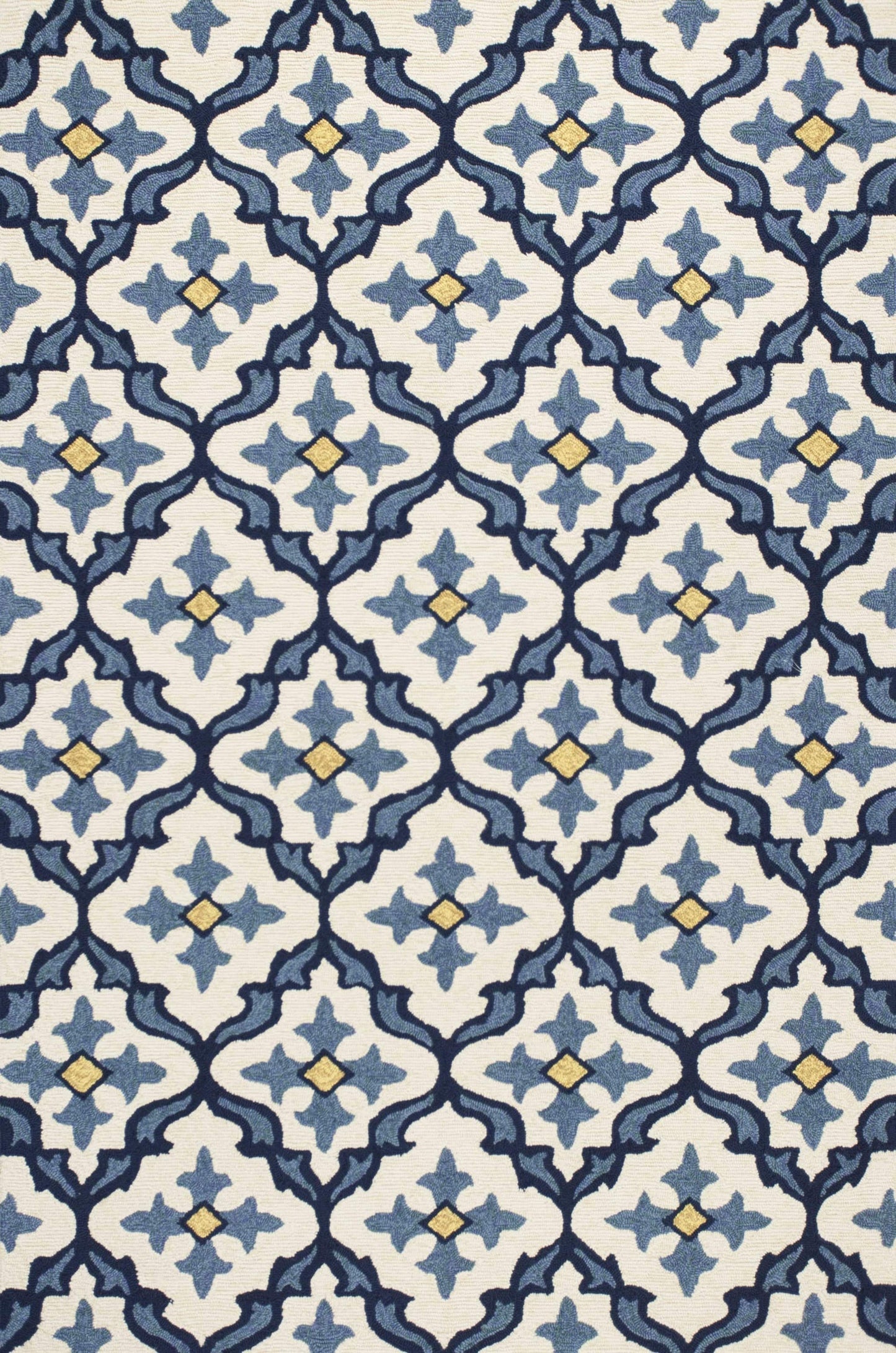 5' X 7' Ivory Or Blue Geometric Mosaic Indoor Outdoor Area Rug - Homeroots - Flyclothing LLC