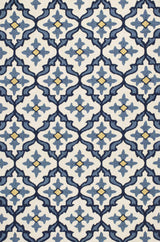 5' X 7' Ivory Or Blue Geometric Mosaic Indoor Outdoor Area Rug - Homeroots - Flyclothing LLC