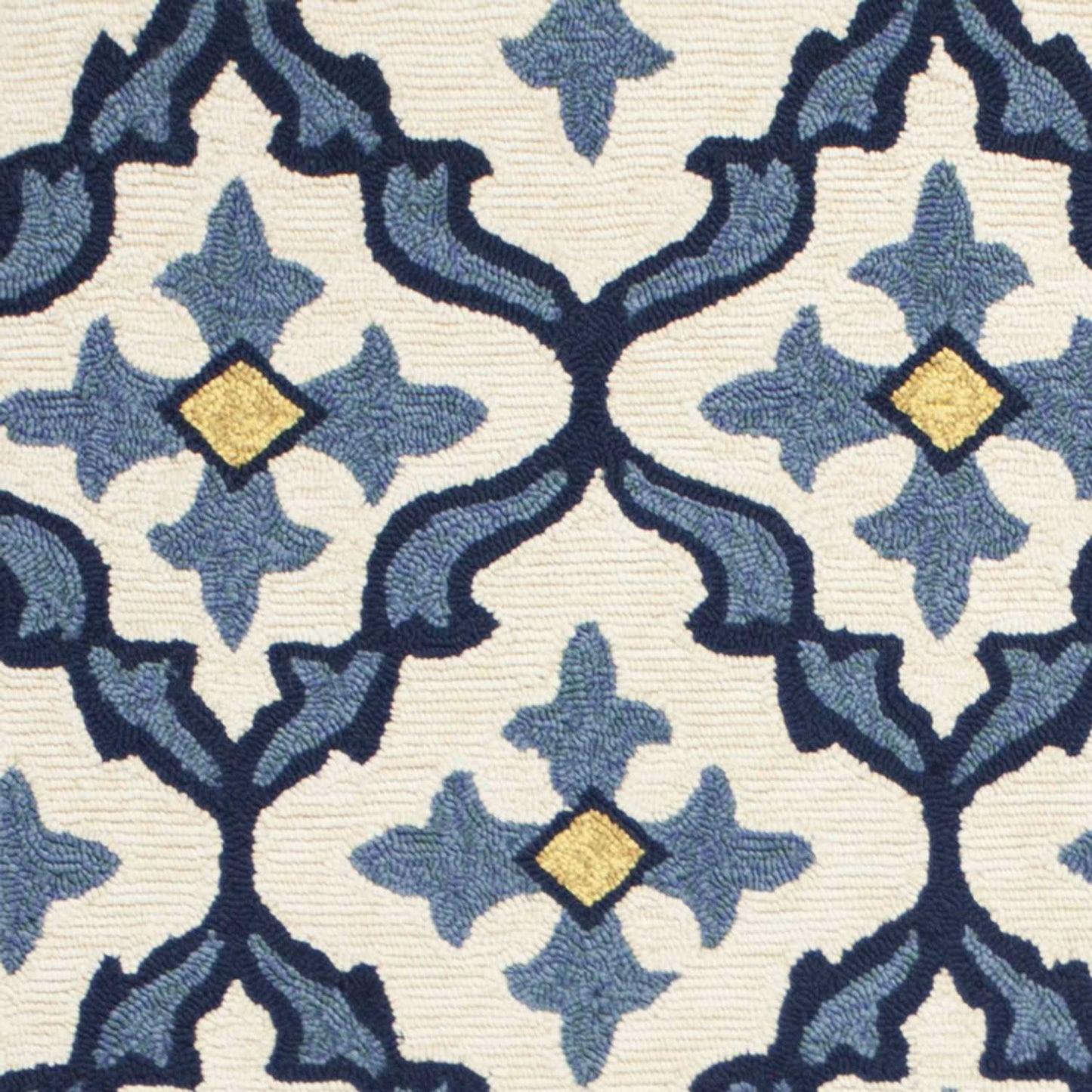 5' X 7' Ivory Or Blue Geometric Mosaic Indoor Outdoor Area Rug - Homeroots - Flyclothing LLC