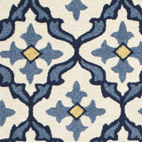5' X 7' Ivory Or Blue Geometric Mosaic Indoor Outdoor Area Rug - Homeroots - Flyclothing LLC