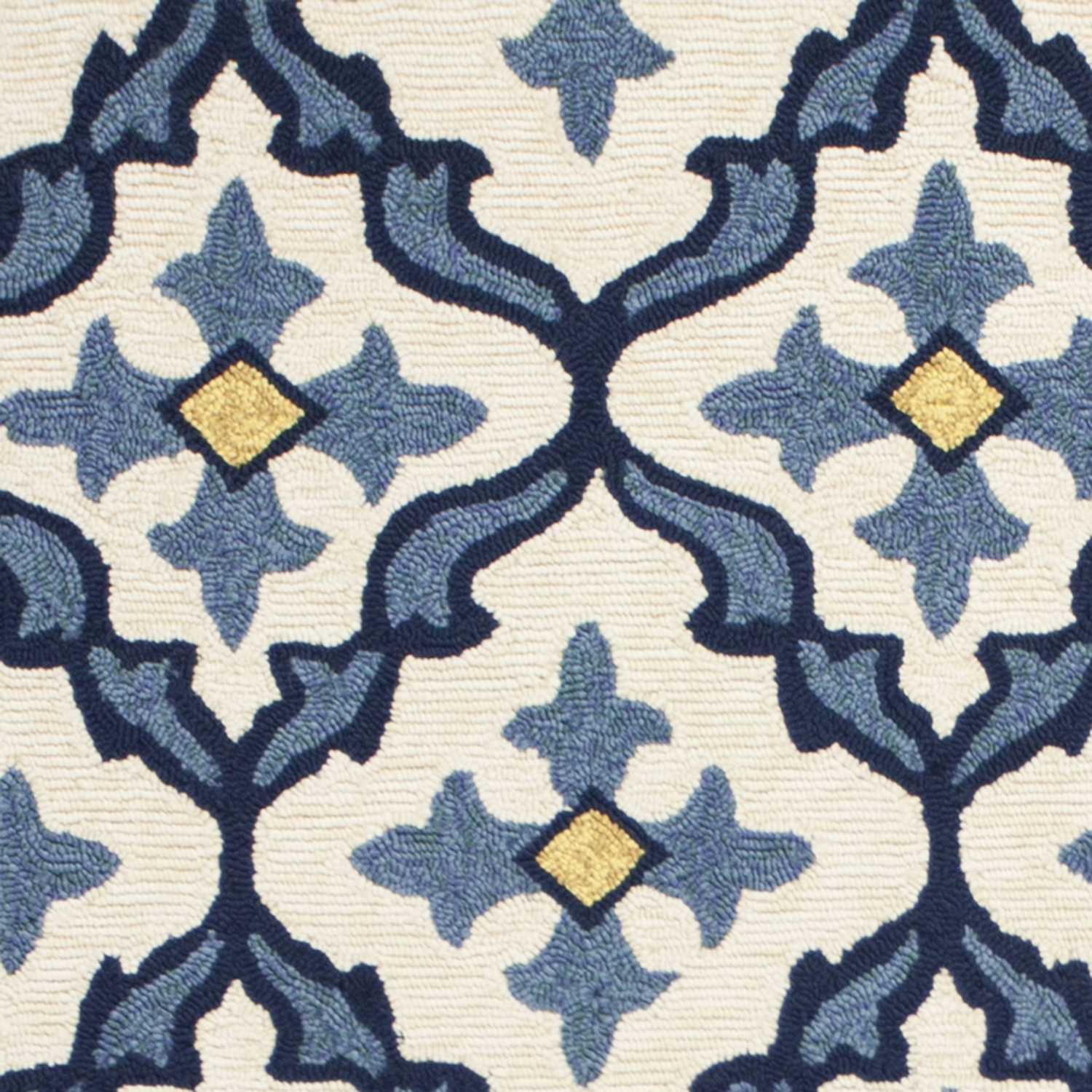 5' X 7' Ivory Or Blue Geometric Mosaic Indoor Outdoor Area Rug - Homeroots - Flyclothing LLC
