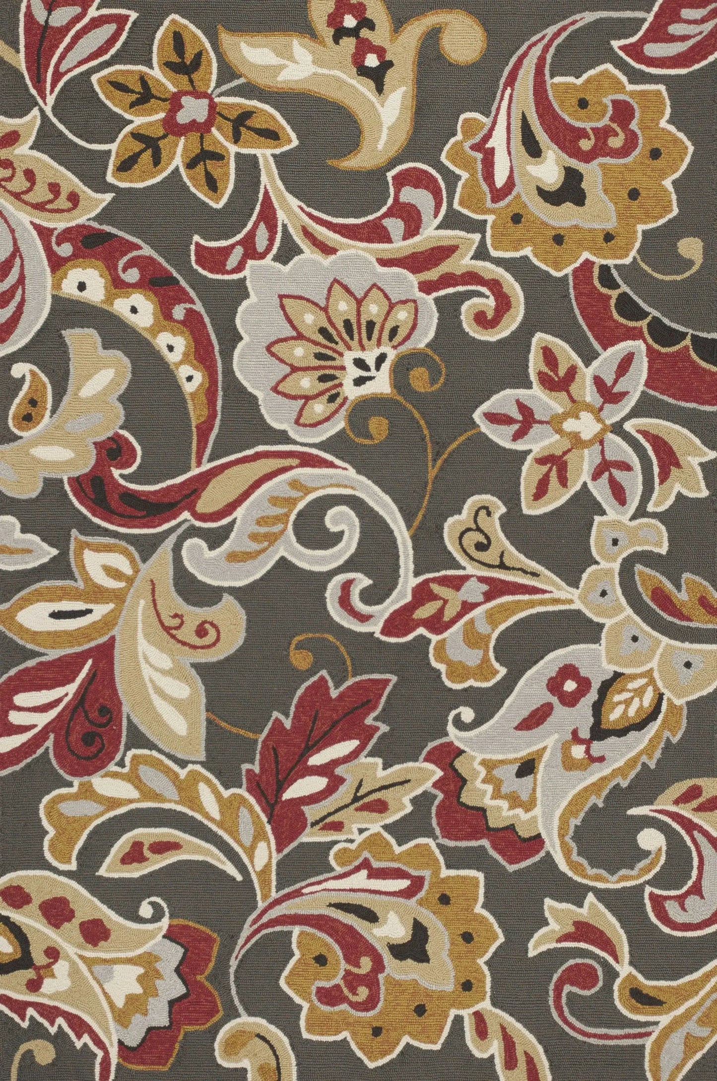 5' X 8' Taupe Floral Handmade Indoor Outdoor Area Rug - Homeroots - Flyclothing LLC