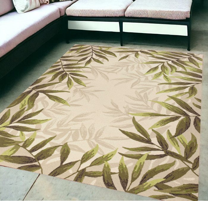 5' X 8' Beige Abstract Handmade Indoor Outdoor Area Rug - Homeroots