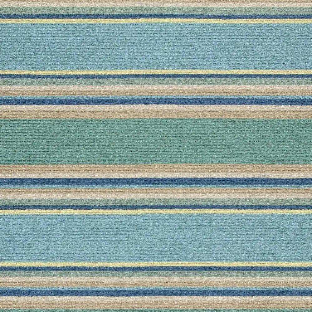 5' X 8' Blue Striped Handmade Indoor Outdoor Area Rug - Homeroots - Flyclothing LLC