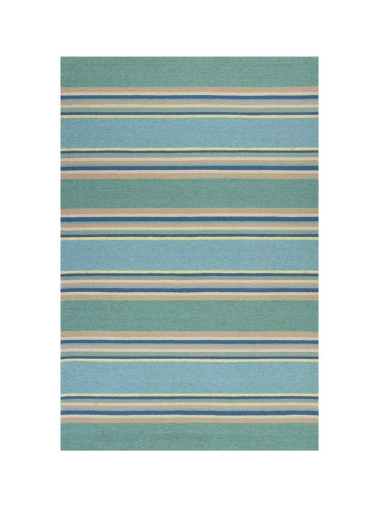 5' X 8' Blue Striped Handmade Indoor Outdoor Area Rug - Homeroots - Flyclothing LLC