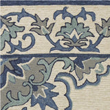 5' X 8' Ivory and Blue Damask Handmade Indoor Outdoor Area Rug - Homeroots - Flyclothing LLC
