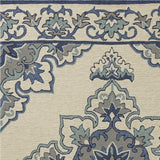 5' X 8' Ivory and Blue Damask Handmade Indoor Outdoor Area Rug - Homeroots - Flyclothing LLC