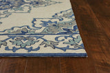 5' X 8' Ivory and Blue Damask Handmade Indoor Outdoor Area Rug - Homeroots - Flyclothing LLC