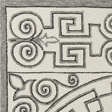 5' X 8' Gray and Ivory Damask Handmade Indoor Outdoor Area Rug - Homeroots - Flyclothing LLC