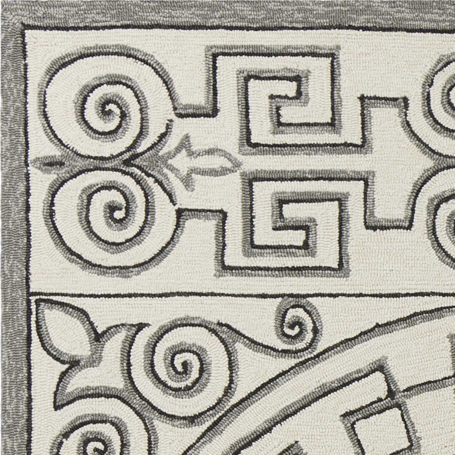 5' X 8' Gray and Ivory Damask Handmade Indoor Outdoor Area Rug - Homeroots - Flyclothing LLC