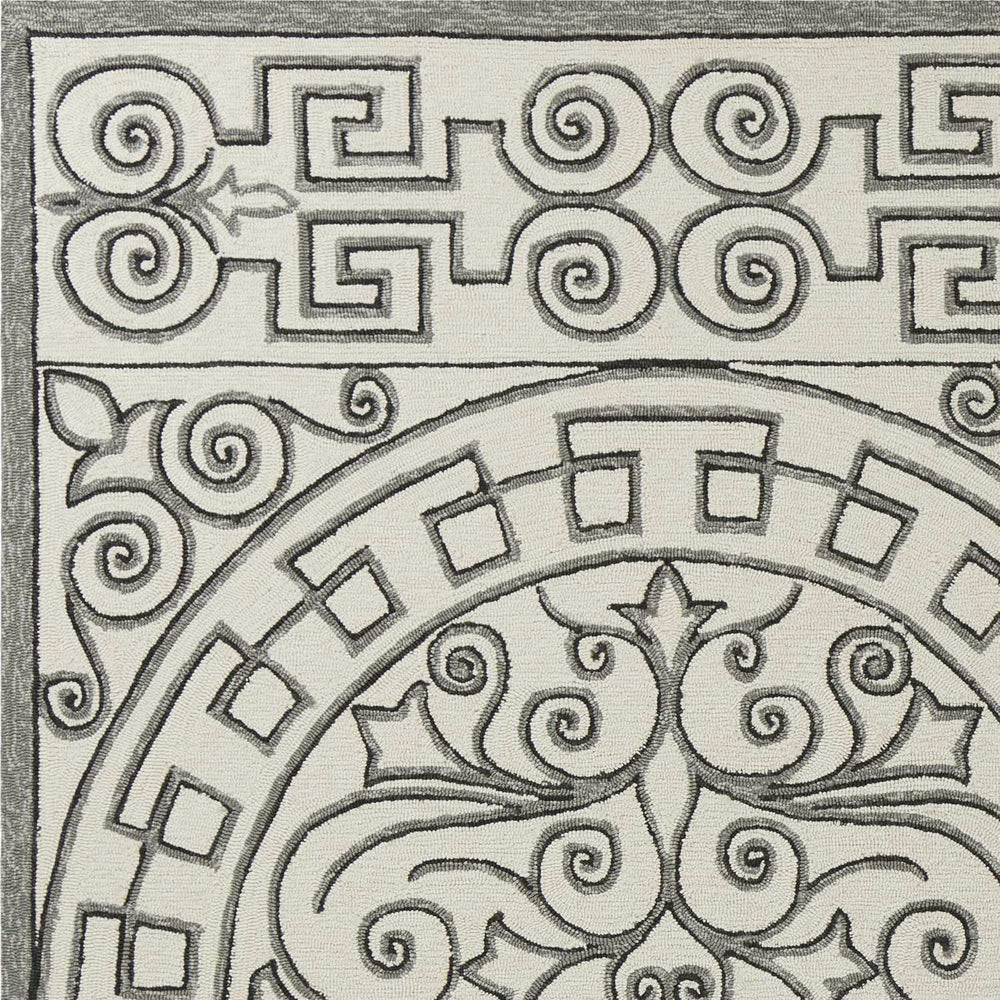 5' X 8' Gray and Ivory Damask Handmade Indoor Outdoor Area Rug - Homeroots - Flyclothing LLC