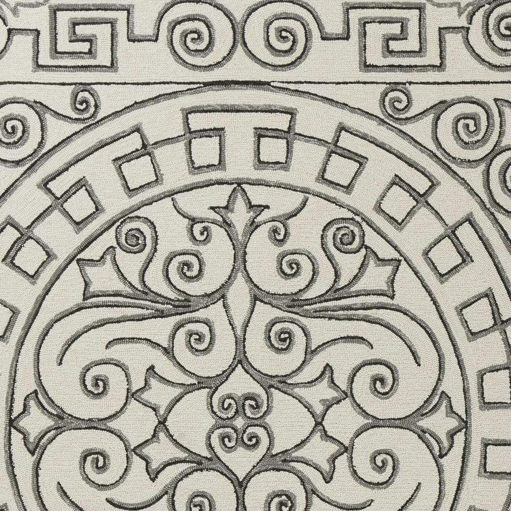 5' X 8' Gray and Ivory Damask Handmade Indoor Outdoor Area Rug - Homeroots - Flyclothing LLC