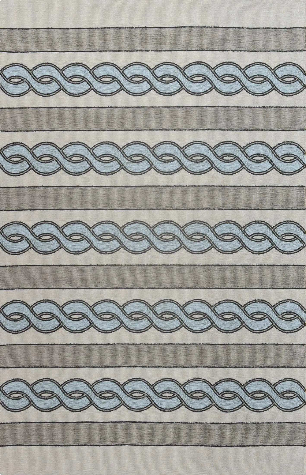 5' X 7' Ivory and Blue Abstract Indoor Outdoor Area Rug - Homeroots - Flyclothing LLC