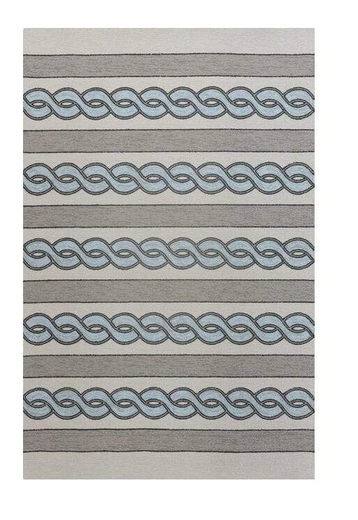 5' X 7' Ivory and Blue Abstract Indoor Outdoor Area Rug - Homeroots - Flyclothing LLC