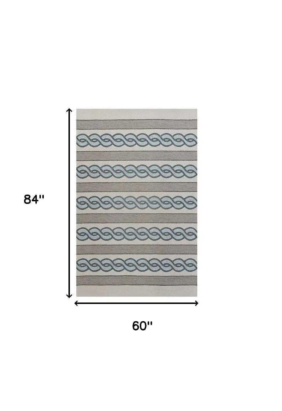 5' X 7' Ivory and Blue Abstract Indoor Outdoor Area Rug - Homeroots - Flyclothing LLC