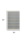 5' X 7' Ivory and Blue Abstract Indoor Outdoor Area Rug - Homeroots