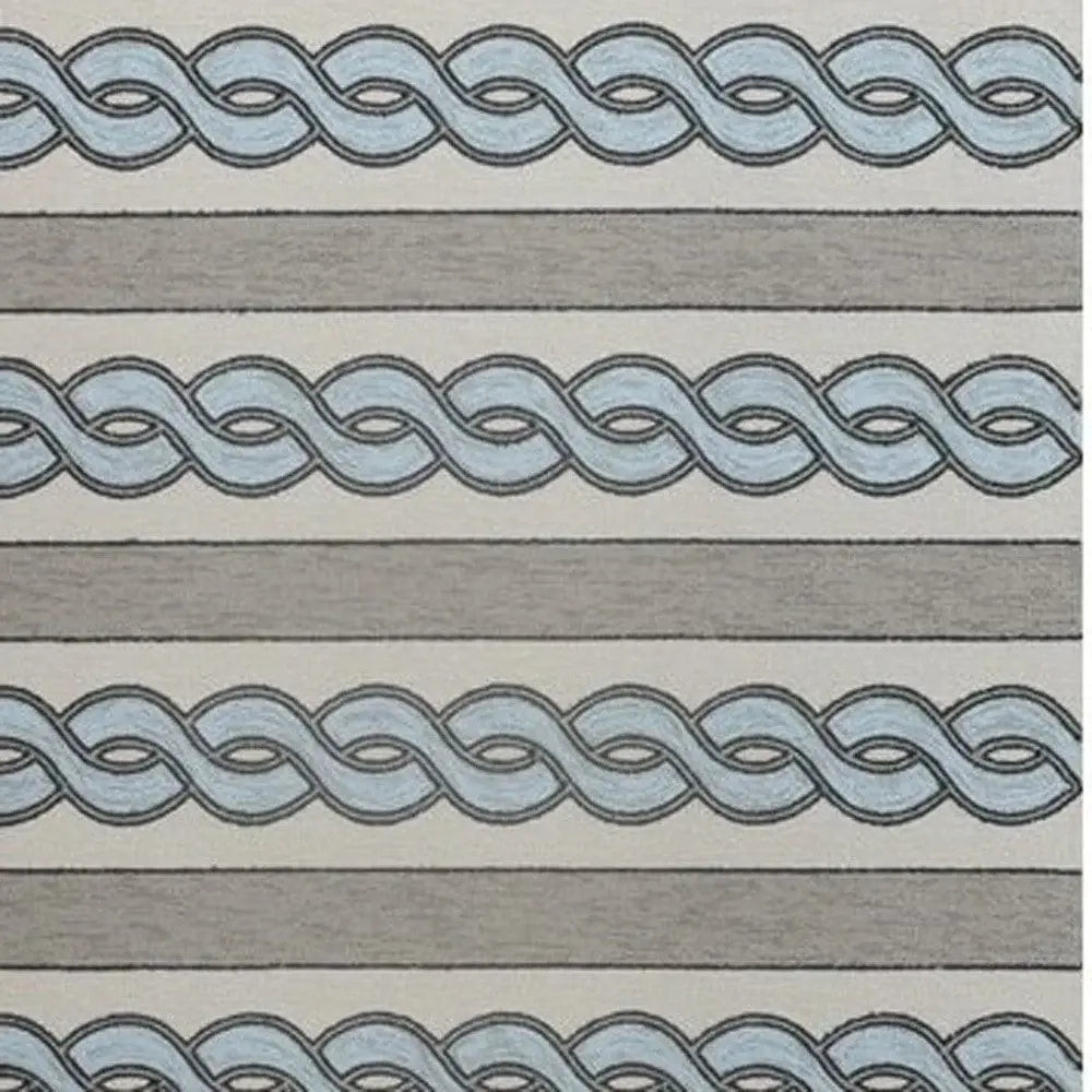 5' X 7' Ivory and Blue Abstract Indoor Outdoor Area Rug - Homeroots - Flyclothing LLC