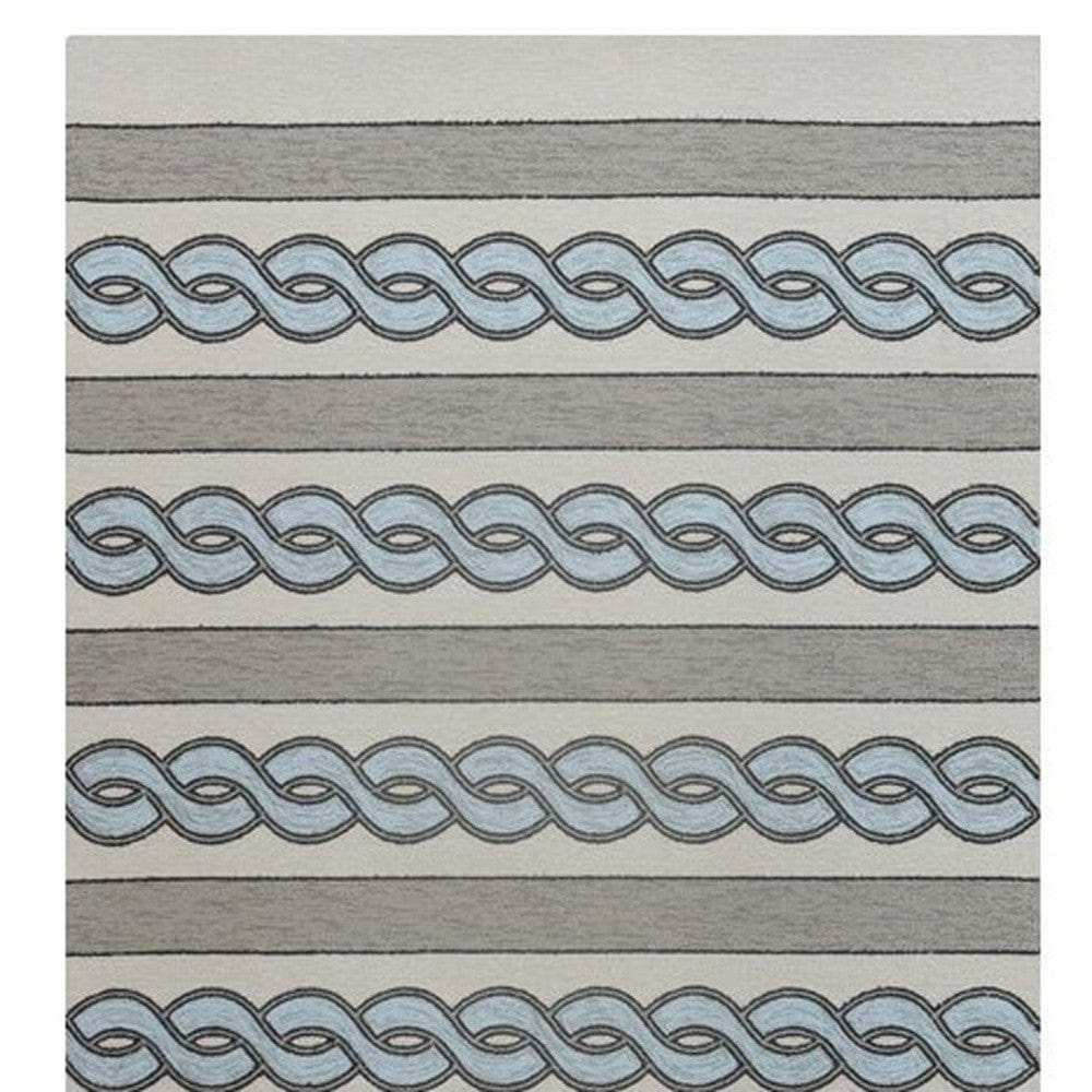 5' X 7' Ivory and Blue Abstract Indoor Outdoor Area Rug - Homeroots - Flyclothing LLC