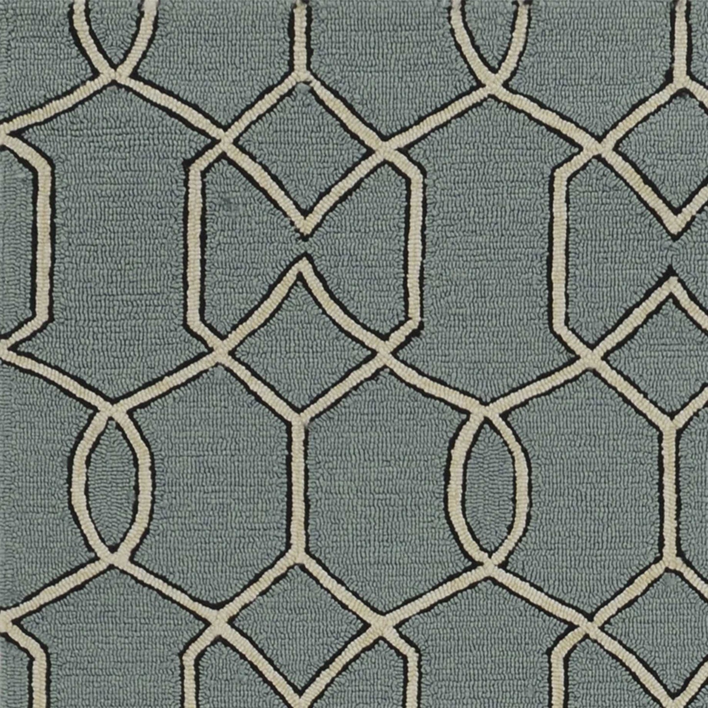5' X 7' Green and Ivory Geometric Hand Hooked Area Rug - Homeroots - Flyclothing LLC