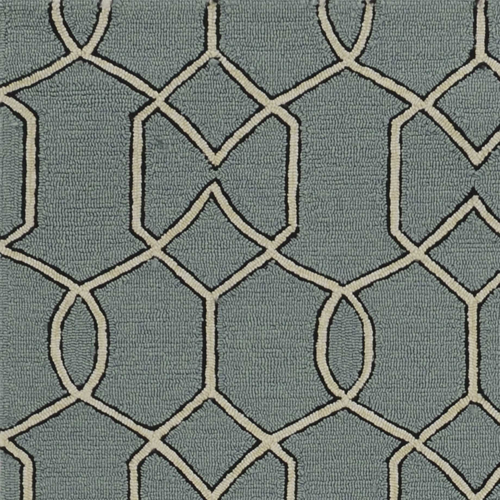 5' X 7' Green and Ivory Geometric Hand Hooked Area Rug - Homeroots - Flyclothing LLC