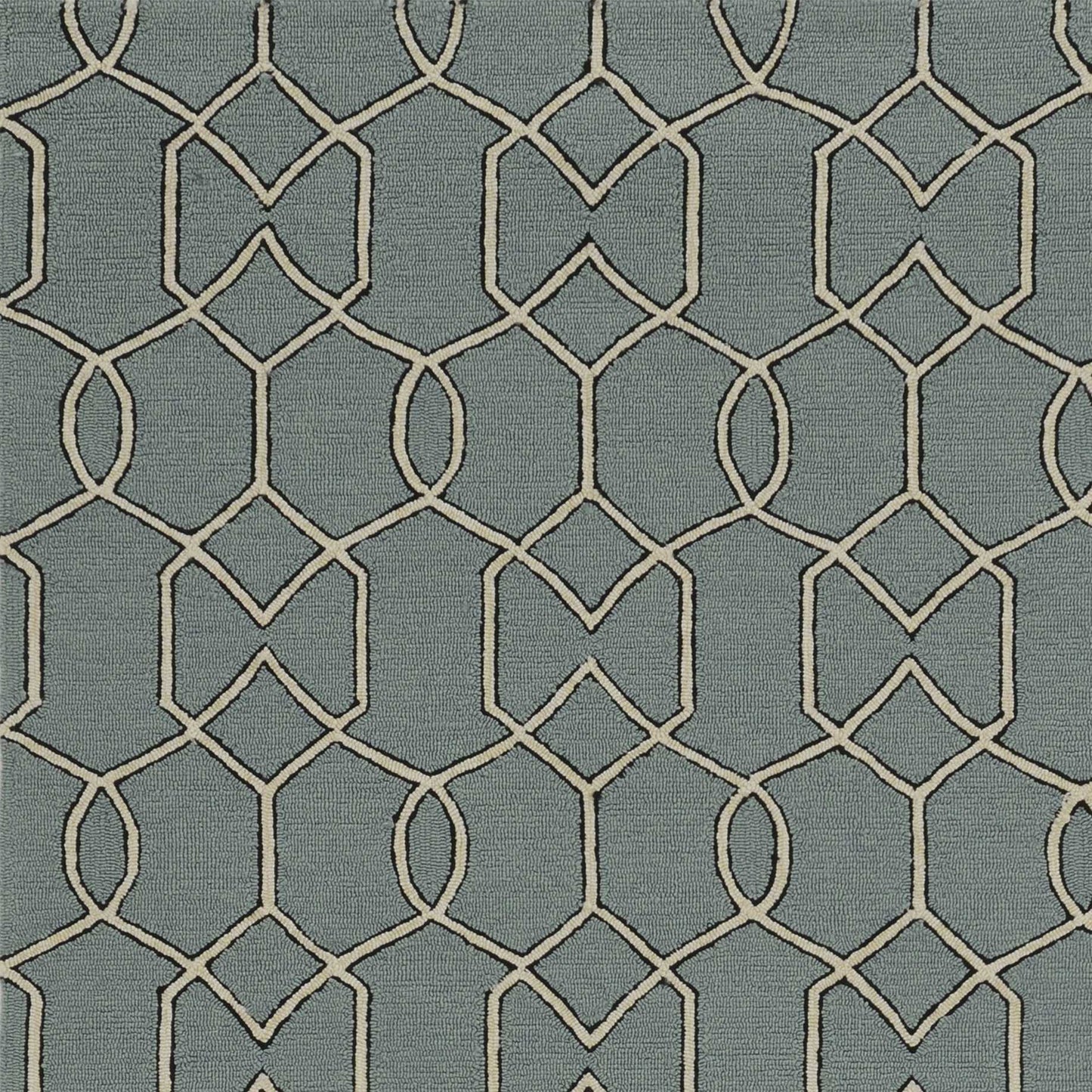 5' X 7' Green and Ivory Geometric Hand Hooked Area Rug - Homeroots - Flyclothing LLC