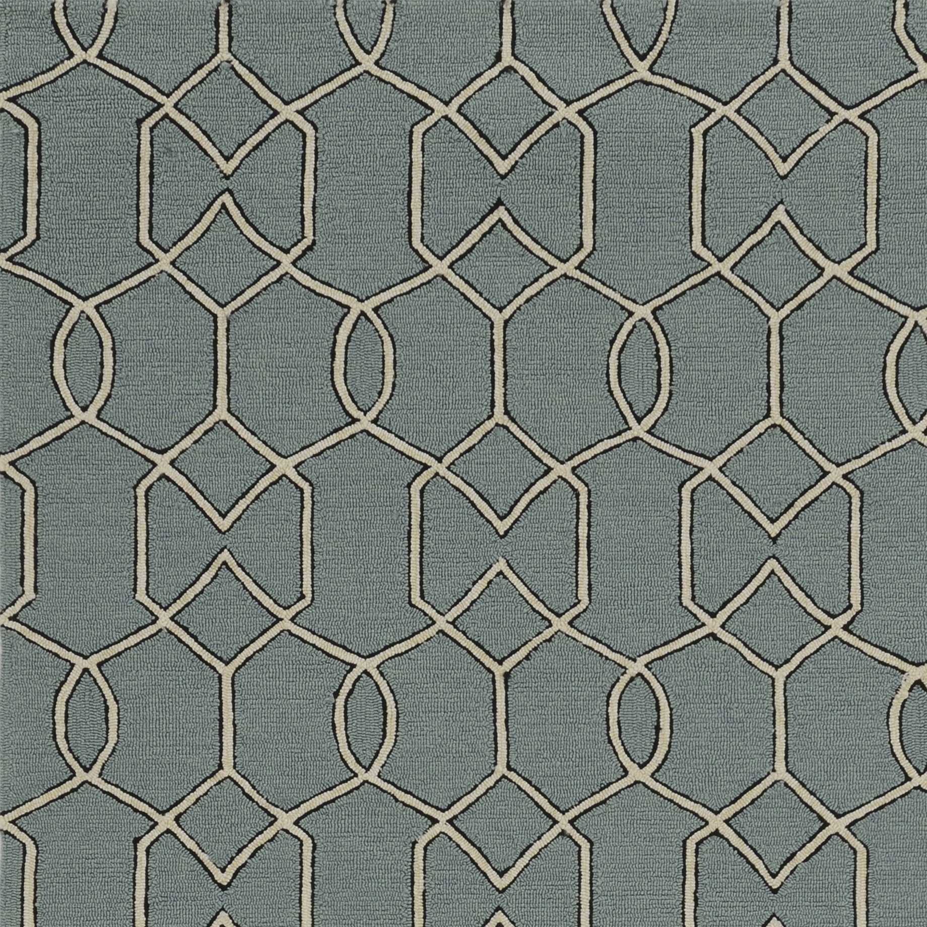 5' X 7' Green and Ivory Geometric Hand Hooked Area Rug - Homeroots - Flyclothing LLC