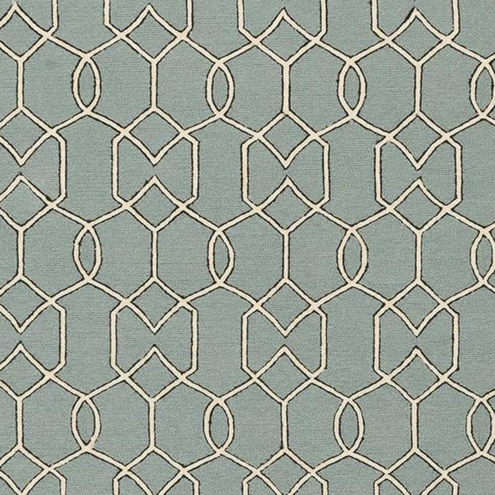 5' X 7' Green and Ivory Geometric Hand Hooked Area Rug - Homeroots - Flyclothing LLC