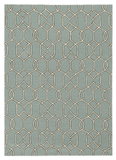 5' X 7' Green and Ivory Geometric Hand Hooked Area Rug - Homeroots