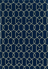 5' X 7' Navy Blue Geometric Hand Hooked Area Rug - Homeroots - Flyclothing LLC