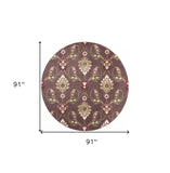 Plum Purple Machine Woven Traditional Octagon Indoor Area Rug - Homeroots - Flyclothing LLC