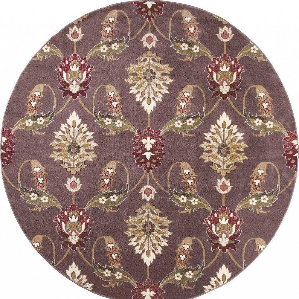 Plum Purple Machine Woven Traditional Octagon Indoor Area Rug - Homeroots - Flyclothing LLC