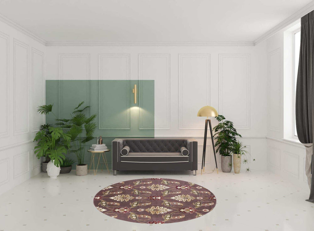 Plum Purple Machine Woven Traditional Octagon Indoor Area Rug - Homeroots - Flyclothing LLC